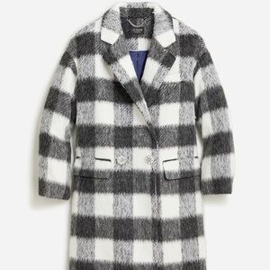 J. Crew Collection relaxed topcoat in Italian brushed buffalo check NWT Small